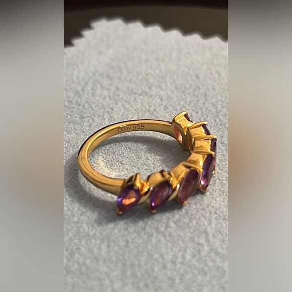 NWT AFRICAN AMETHYST 7 STONE RING IN VERMEIL YG/ STERLING SILVER 7 - Picture 6 of 13